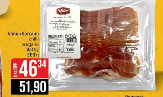 Jamon Serrano chilli oregano platky 200 g