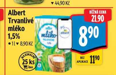 Albert Trvanlivé mléko 1 l