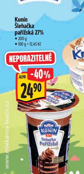  Kunín Šlehačka pařížská 27%  200 g   v akci