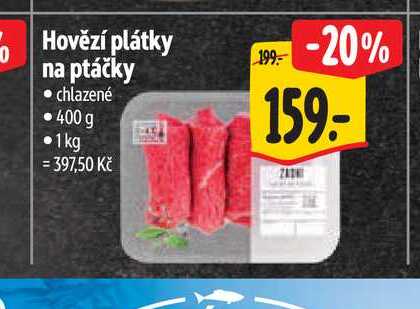Hovězí plátky na ptáčky 400 g