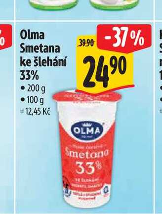 Olma Smetana ke šlehání 33% 200 g  v akci