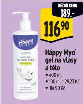 Háppy Mycí gel na vlasy a tělo, 400 ml 