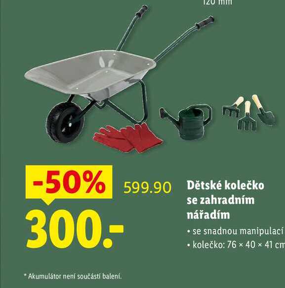 Dětské kolečko se zahradním nářadím 