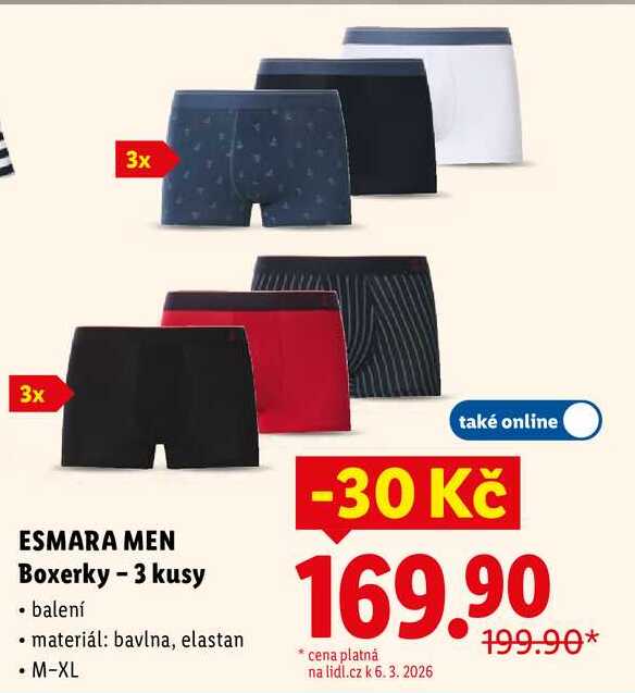 ESMARA MEN Boxerky - 3 kusy 