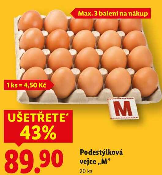 Podestýlková vejce ,,M", 20 ks