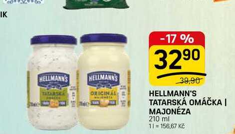 HELLMANN'S TATARSKÁ OMÁČKA | MAJONÉZA 210 ml