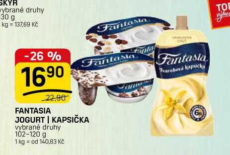 Danone Fantasia, různé druhy 120g