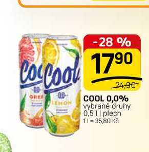 COOL 0,0% vybrané druhy 0,5l, plech