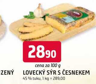 LOVECKÝ SÝR S ČESNEKEM 45% tuku, 100g 