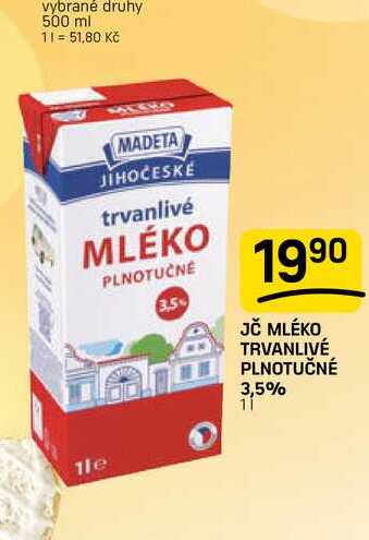JČ MLÉKO TRVANLIVÉ PLNOTUČNÉ 3,5% 1l