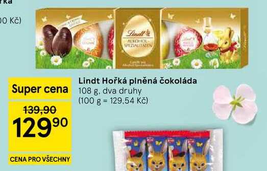 Lindt Hořká plněná čokoláda, 108 g 