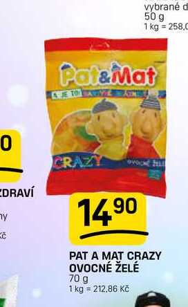 PAT A MAT CRAZY OVOCNÉ ŽELÉ 70 g 