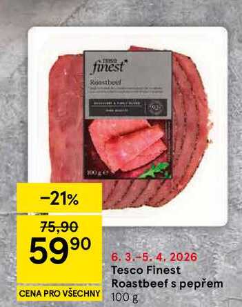 Tesco Finest Roastbeef s pepřem, 100 g 