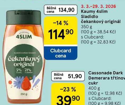Kaumy 4slim Sladidlo čekankový originál, 350 g 
