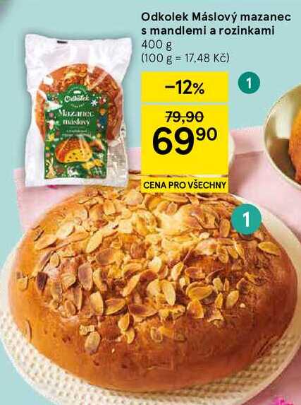 Odkolek Máslový mazanec s mandlemi a rozinkami, 400 g 