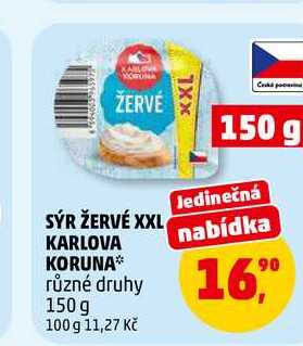 SÝR ŽERVÉ XXL KARLOVA KORUNA, 150 g