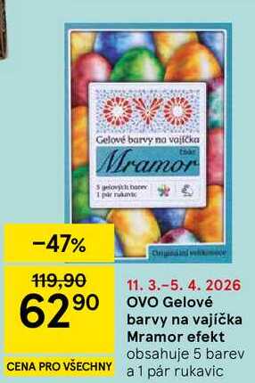 OVO Gelové barvy na vajíčka Mramor efekt, obsahuje 5 barev