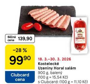 Kostelecké Uzeniny Horal salám, 900 g, balený  
