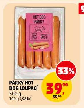 PÁRKY HOT DOG LOUPACÍ, 500 g 