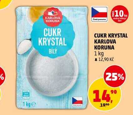  CUKR KRYSTAL KARLOVA KORUNA, 1 kg v akci