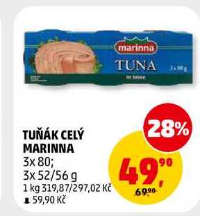 TUŇÁK CELÝ MARINNA, 3x 80 g