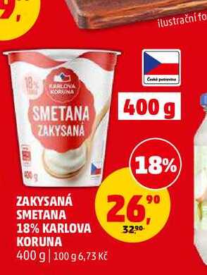 ZAKYSANÁ SMETANA 18% KARLOVA KORUNA, 400 g 