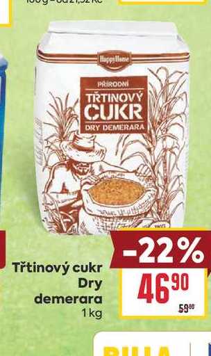 Třtinový cukr Dry demerara 1kg v akci