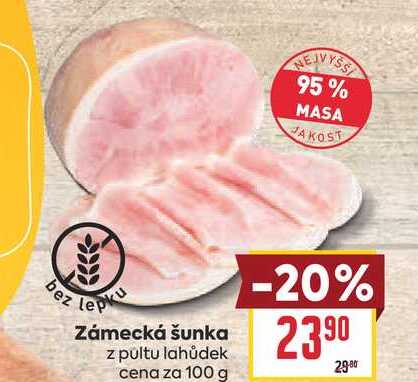 Zámecká šunka z pultu lahůdek cena za 100 g