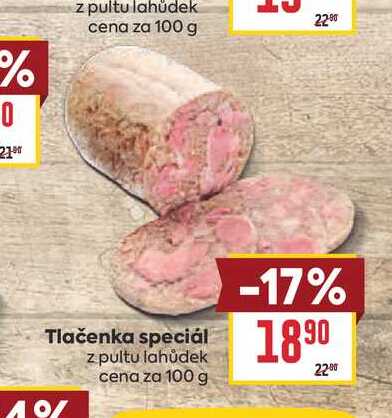 Tlačenka speciál z pultu lahůdek cena za 100 g
