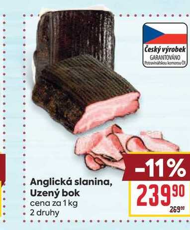 Anglická slanina, Uzený bok cena za 1 kg