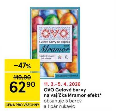 OVO Gelové barvy na vajíčka Mramor efekt, obsahuje 5 barev 