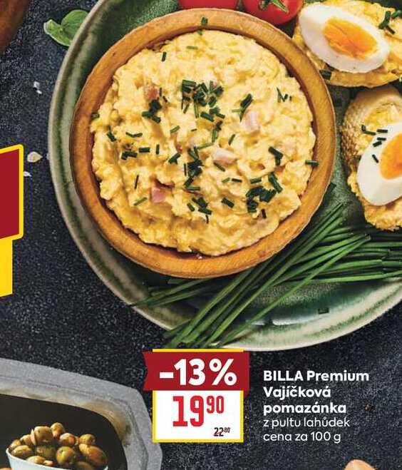 BILLA Premium Vajíčková pomazánka z pultu lahůdek cena za 100 g 