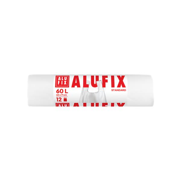 Alufix Pytle na odpadky zavazovací 60 l, 12 ks, 13 µm, 71 + 16 x 64 cm, HDPE, bílé