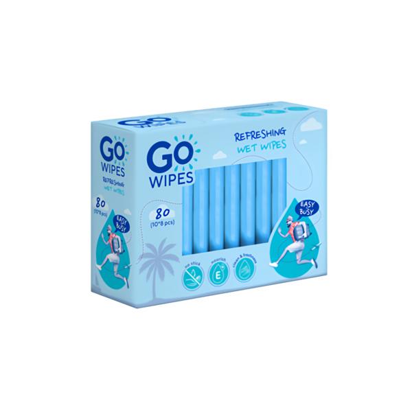 GoWipes Osvěžující vlhčené ubrousky s vitamínem E a D-panthenolem (univerzální) (10x 8 ks)