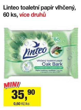 Linteo toaletní papír vlhčený, 60 ks