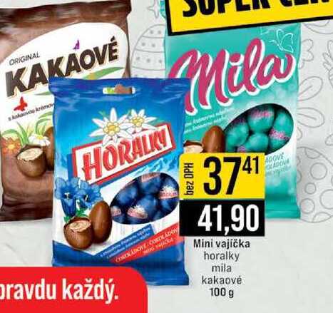 Mini vajíčka horalky mila kakaové 100 g