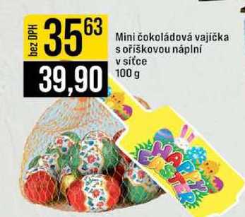 Mini čokoládová vajíčka s oříškovou náplní v sítce 100 g 