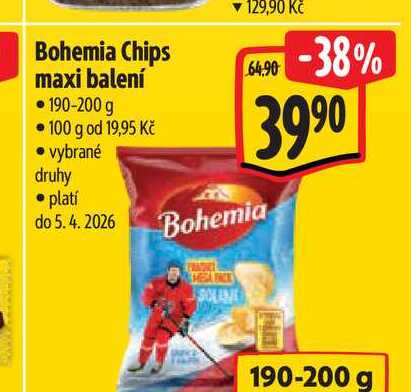 Bohemia Chips maxi balení 190-200 g 