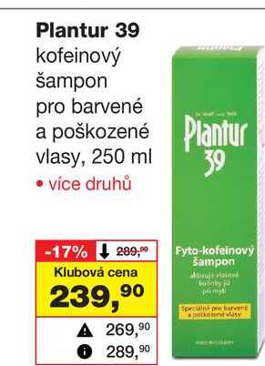 Plantur 39 kofeinový šampon pro barvené a poškozené Plantur vlasy, 250 ml