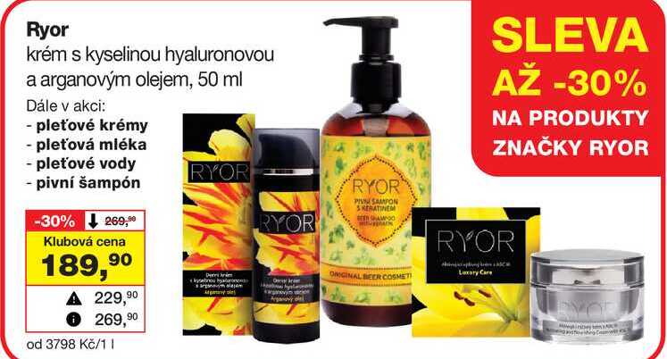 Ryor krém s kyselinou hyaluronovou a arganovým olejem, 50 ml 