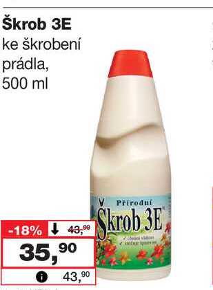 Škrob 3E ke škrobení prádla, 500 ml