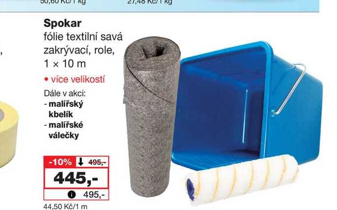 Spokar fólie textilní savá zakrývací, role, 1 x 10 m