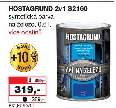 HOSTAGRUND 2v1 S2160 syntetická barva na železo, 0,6l
