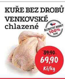 KUŘE BEZ DROBŮ VENKOVSKÉ chlazené 1kg 