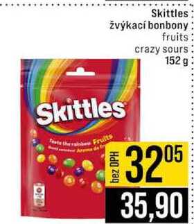 Skittles žvýkací bonbony fruits crazy sours 152 g