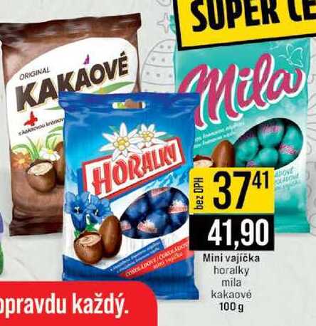 Mini vajíčka horalky mila kakaové 100 g 