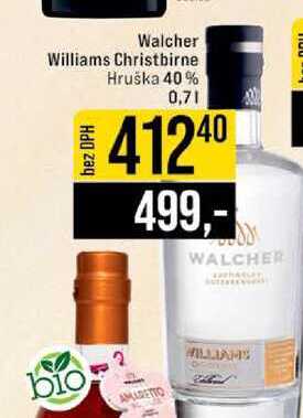 Walcher Williams Christbirne Hruška 40% 0,7l
