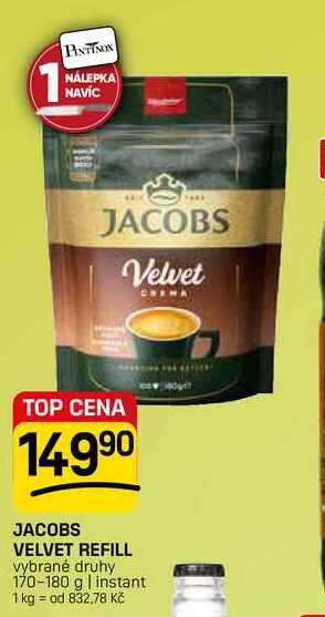 JACOBS VELVET REFILL vybrané druhy 170-180 g 