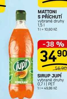 SIRUP JUPÍ vybrané druhy 0,7l
