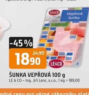 LE&CO ŠUNKA VEPŘOVÁ 100 g 